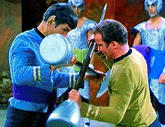 Kirk and Spock in close combat